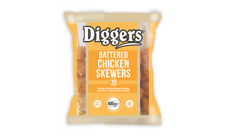 Diggers Battered Chicken Skewers 10pk